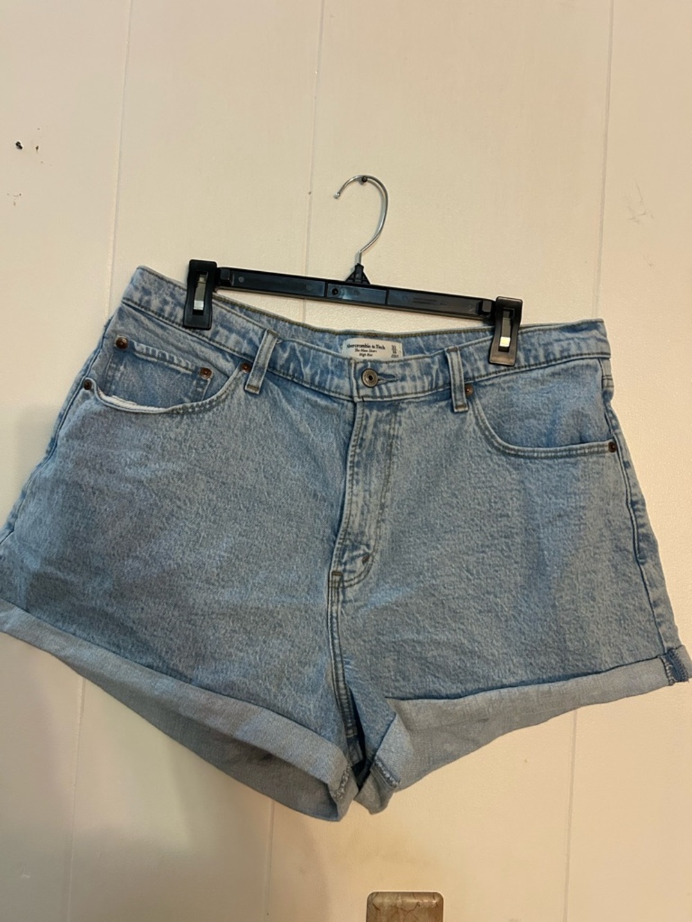 Classic Light Blue Denim Women's Roll-Hem Shorts